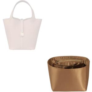 ZTUJO Picotin 18 Organizer Hermes, Picotin bag insert, Luxury Purse Organizer Insert Silky Smooth Fits picotin 22 Bags (Brown)