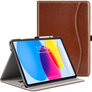 ZtotopCases for iPad (A16) 11th Generation Case 11-inch 2025, iPad 10th Generation Case 10.9 Inch 2022, Premium PU Leather Business Folio Stand Cover with Slot, Auto Wake/Sleep, Multi 4 Angles, Brown