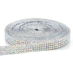 Novani Self Adhesive Rhinestone Ribbon, 0.35 Inch Wide 6 Yards 1 Roll, AB Crystal Diamond Bling Strips for DIY Crafts,Home Decor,Glitter Glass Rhinestone Tape for Crafting,Car Decoration