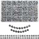 1400pcs Letter Beads Silver 7x4mm Black on Silver for Jewelry Making Bracelet Hair Braids Crafts