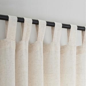 VOILYBIRD Natural Linen Semi Sheer Curtains Tab Top Light Filtering Elegant Curtains & Drapes for Living Room 52 x 90 Inch Length, Set of 2 Panels