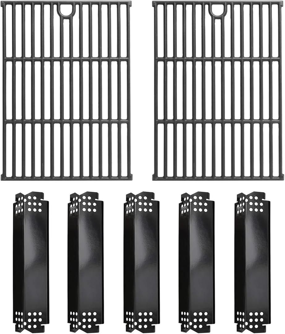 SafBbcue Grill Replacement Parts for Expert Grill 5 Burner 720-0968 Parts, Cooking Grates and Heat Plates for Expert Nexgrill 720-0968C Replacement Parts 5 Burner, Grid & Heat Shield for Expert Grill