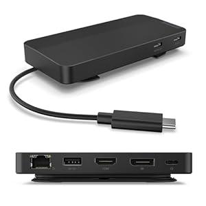 Lenovo USB-C Travel Dock - 7 Ports, Integrated Cable, Universal Compatibility, Dual 4K Displays - Black