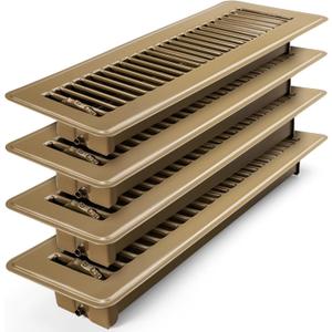 2x12 Floor Register 4 Pack - Heavy Duty Steel Floor Vent Covers with Adjustable Grille - Walkable Vent Covers for Home Floor and Sidewall - Register Vents HVAC Systems (Brown)