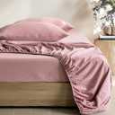 JELLYMONI Fitted Sheet Queen Cotton Darker Rose 1pc Easy-Fit 16 Inch Deep Pocket Sheet Bedding Sheet Solid 100% Washed Cotton Soft Breathable Durable Fitted Bed Sheet (60”x 80”+16”)