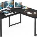 SHW 55 x 60 Inches Commercial-Grade L-Shape Corner Office Computer Desk, Black