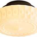 Milk Glass Schoolhouse Ceiling Light - Small 12 Inch Vintage Mid Century Modern Flush Mount Lighting Fixtures - Antique Art Deco Lamp for Hallway Bedroom Kitchen Entryway Laundry Foyer Bathroom Hall