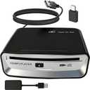 Portable CD Player for Car, External USB Compact Disc Drive for Vehicles Without Built-in Audio, Advanced Anti-Skip & Resume Playback, Dual Connection for Road Trips, Black