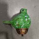 Solar Pearlized Green Glass Bird Garden Stake
