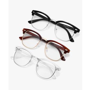 racico Blue Light Glasses for Men & Women - Mixed Material + Metal Frames with UV Protection Coating (*A1 Matte Black/Tea/Clear)