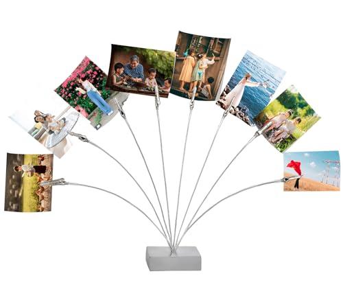 Maptipjoy Photo Tree Holder Clip Cube Base,8 - Branch Money Trees Gift Card Holder with Clips,Picture Holder Stand for Christmas Wedding Greeting Birthday Party Gift Silver