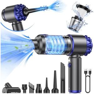 G-TING Handheld Car Vacuum Cleaner Portable Cordless 16000PA, 4 in 1 Air Duster and Vacuum Cleaner with LED Light and Multi-Nozzles, Mini Hand Held Vacuum Rechargeable for Home, Car, Pet, Office