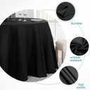 VidaFete 1 Pack 90inch Round Tablecloth Polyester Table Cloth, Stain Resistant and Wrinkle Polyester Dining Table Cover for Kitchen Dinning Party Wedding Rectangular Tabletop Buffet Decoration(Black)