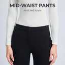 SANDY & SID Cropped Pants for Women Petite Small Size Mid Waist Slim Fit Work Pants Stretch Trousers Slack Casual Office Wear (Black, L)
