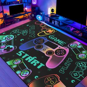 Play Gaming Rug for Bedroom Gamer Mat Gamepad for Boys Room 2x3 for Playroom Decor Washable (Game01)