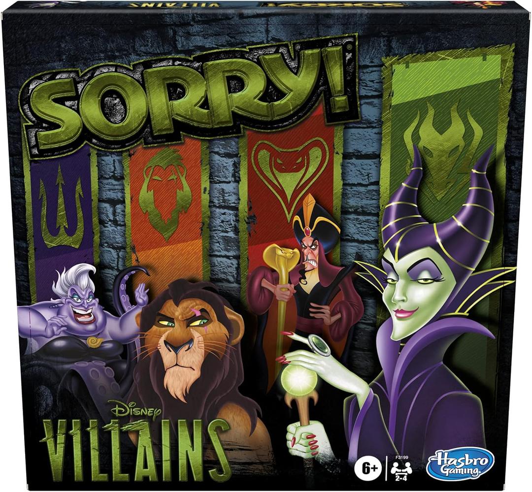 Hasbro Gaming Sorry! Board Game: Disney Villains Edition Kids Game, Family Games for Ages 6 and Up