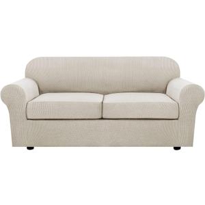 H.VERSAILTEX 3 Piece Stretch Sofa Covers for 2 Cushion Sofa Couch Covers for Living Room Sofa Slipcovers (Base Cover Plus 2 Seat Cushion Covers) Thicker Jacquard Fabric(Large Sofa, Island Fossi) H.VERSAILTEX 3 Piece Stretch Sofa Covers for 2 Cushion Sofa Couch Covers for Living Room Sofa Slipcovers (Base Cover Plus 2 Seat Cushion Covers) Thicker Jacquard Fabric(Large Sofa, Island Fossi)