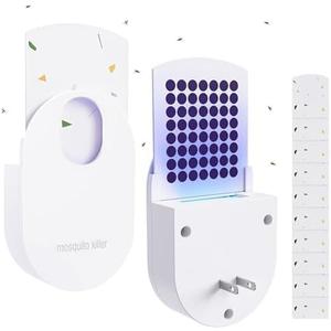 Flying Insect Trap Plug-in Mosquito Fruit Fly Traps Indoors for Home, Gnat Traps for House Indoor Includes 10 Sticky Refills for Home Office with Non-Toxic Night Light UV Attractant Catcher(2 Pcs)
