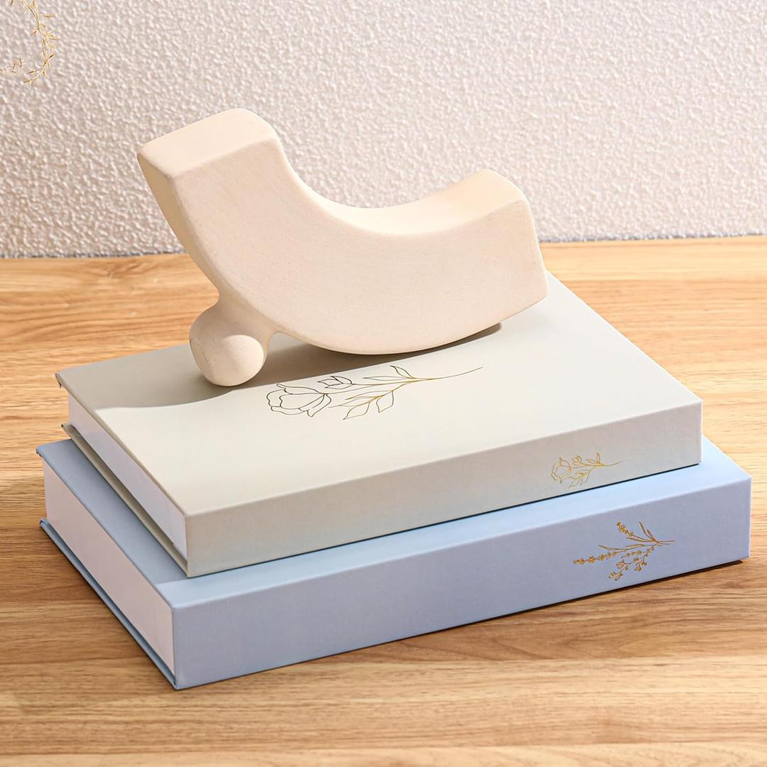 Set of 2 Decorative Books Boxes, Faux Books Stacked for Decoration for Coffee Tables Modern Home Bookshelves Decor, Fake Fashion Photo Storage Boxes(Baby Blue Beige)