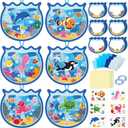 36PCS Summer Activities Crafts Bulk: Sea Animal Ocean Scene Paper Suncatchers, Under the Sea Party Fish Stickers DIY Kit School Classroom Decorations, Window Stained Glass Effect Art Supplies