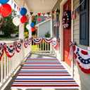 CAINANEL Blue/White/Red Striped Rug 4th of July Door Mat 4' x 6' Summer Front Porch Rug Independence Day Welcome Doormats for Farmhouse Entrance Porch Outdoors Decor (Blue/red/White, 4' x 6')