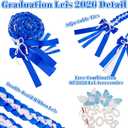 Class of 2026 Graduation Leis,Blue& White Bow Pearl Graduation Lei Ribbon with DIY Butterfly Pin Accessories,Her Graduation Gifts for Woman Graduate