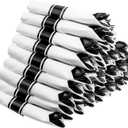 Supernal 60 Pack Hevy Duty Rolled Black Plastic Silverware,Pre Wrapped Cutlery with Napkins, Rolled Plastic Forks and Spoons, Black Disposable Silverware Suit for Party, Birthday
