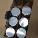 6 Pcs Glass Spice Jars/Bottles for Rotating Spice Rack-3oz Empty round Spice Containers with Airtight Metal Caps with Shaker Lids (6, Stainless Steel Lids)