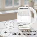 Household Electric Kettle, All 304 Stainless steel and No Plastic Contact, Automatic Shut-off,Borosilicate glass Visual Boiling, 2.0L Water Boiler & Tea Kettle Perfect For Tea & Coffee (pure white)
