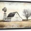 Olivine Barn Large Wall Art, Rustic Farmhouse Pictures Wall Decor, Country Wood Grain Painting, Windmill Canvas Prints, Framed Artwork for Dining Room Living Room Bedroom Bathroom Office Home 36"x24", Barn  