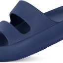 shevalues Orthopedic Slide Sandals for Women with Arch Support Pillow Soft Recovery Slip on Sandals Lightweight Summer Cloud Slippers for Plantar Fasciitis (9.5-10, Dark Blue)