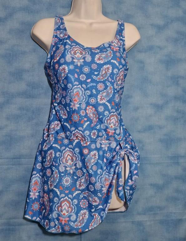 Eomenie Women's One Piece Tankini, Blue Floral Bikini (XL)