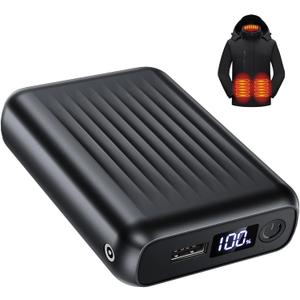 12V 18400mAh Heated Jacket Battery Pack, Portable 5V Power Bank, 12V Battery Pack for Heated Jacket with 2 DC Adapter Cables for Genovega, for SOLJIKYE, for Wulcea(No for Milwaukee) (Black)
