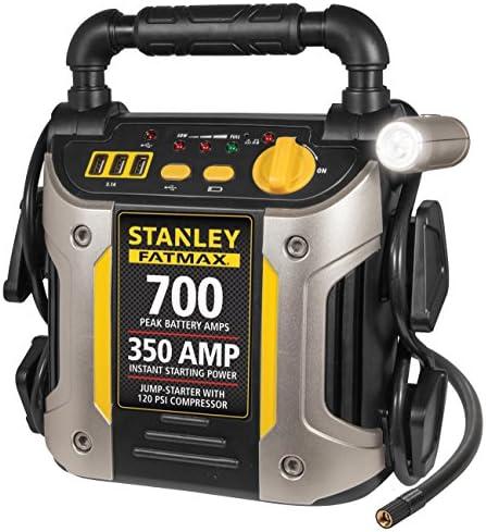 Stanley J7CS 600 Peak Amp Automotive Jump Starter, Portable Power – Triple 15W USB Ports, 120 PSI Air Compressor