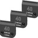 3 Pack 40# Detachable Dog Grooming Steel Blades,Compatible with Andis,Oster A5,Wahl KM-10 Series,Cut Length 1/100" 0.25MM （Black）