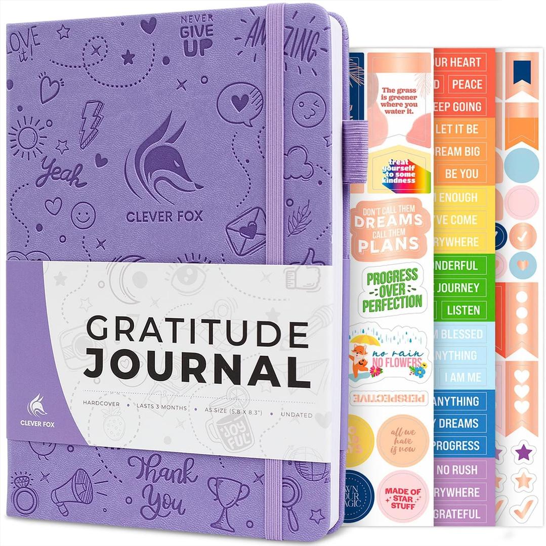Clever Fox Gratitude Journal  Happiness, Positivity & Affirmation Daily Journal  Inspirational Daily Notebook  3 Months, A5 (Lavender)
