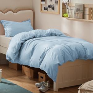 Bedsure Duvet Cover Twin/Twin XL Size - Soft Double Brushed Bedding Set for Kids & Adults, Zipper Closure, 2 Pieces, Includes 1 Duvet Cover (68"x90") & 1 Pillow Sham, NO Comforter, Light Blue