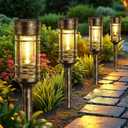 12 Pack Brown Solar Pathway Lights Outdoor, Bright Solar Lights Outdoor Waterproof IP65, Solar Garden Lights Outdoor for Yard Walkway Driveway Landscape Garden Decor (Bronze)