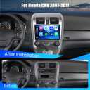 Hikity 4+64G for Honda CRV 2007 2008 2009 2010 2011 Android Car Stereo, 10”Incell Touchscreen Radio with CarPlay, Android Auto, Bluetooth, GPS Navigation, WiFi, FM, RDS + AHD Backup Camera