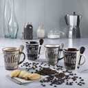 Mr. Coffee Bareggio Mug and Spoon Set, Caf Americano, 8-Piece Mug and Spoon Set (14oz)