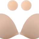 MITALOO 2026 Seamless Sticky Bra Adhesive Bra Push Up Invisible Strapless Backless Covers for Women Nude (Beige)