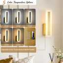 Hardwired Wall Sconces Set of 2 Dimmable Modern Gold LED Wall Light, 2Pack