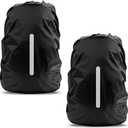 LAMA 2pcs Waterproof Rain Cover for Backpack, Reflective Rainproof Protector for Anti-dust and Anti-Theft M 30L-40L Black