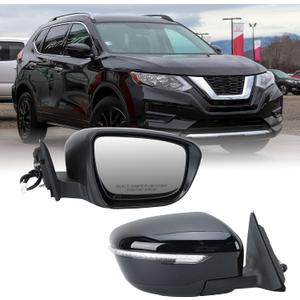 Right Passenger Side Mirror Compatible with Nissan Rogue 2014-2021 with Heated Manual Folding Turn Signal Power Glass 7 Pins (NOT FIT Rogue Sport)
