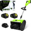 2026 New 13" Cordless Electric Snow Shovel Battery Powered, 48V 4.0 AH Battery Cordless Snow Blower with Battery and Charger, Electric Shovel for Snow Removal Cordless (Dual Battery) (green)