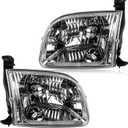 Headlights assembly Compatible with Toyota 2000 2001 2002 2003 2004 Tundra Regular/Access Cab Headlamps, OE-Style Replacement for 81150-0C010 81110-0C010, Chrome Housing