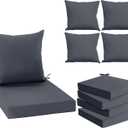 Waterproof Outdoor Cushions for Patio Furniture, Fade Resistant Backrest and Deep Seat Cushion Set with Removable Cover, 22 x 22 Inch, Dark Grey, Set of 1