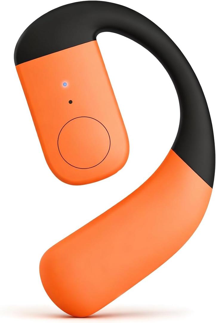 F22 Orange Single Ear Bluetooth Wireless Bone Conduction Open Ear Headphones with Earhook, IPX5 Water Resistant, 15H Playtime, 1H Charge, Bluetooth 5.3, Orange