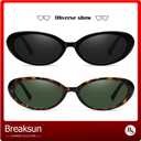 Retro Oval Sunglasses for Women Men Fashion Small Oval Sunglasses 90s Vintage Shades (2 Pack (A1 Black/Grey+ Leopard/G15))