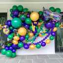 Mardi Gras Balloon Garland Arch Kit, 169pcs Dark Purple Green and Gold Balloons with Large Mask Foil Balloon for Mardi Gras Party Supplies New Orleans Masquerade Party Decoration